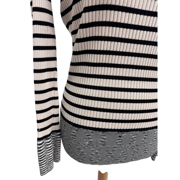 Cache women's striped stretch sweater round neck long sleeve size L - Picture 4 of 12